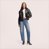 Stand Collar Leather Jacket