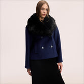 Double Breasted Peacoat with Removable Faux Fur Collar