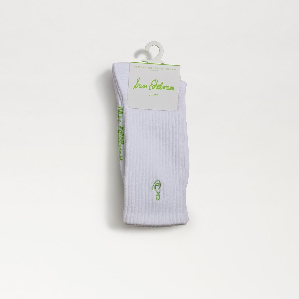 3 Pack Cotton Blend Logo Ribbed Crew Socks