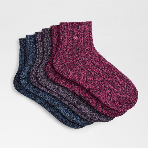 3 Pack Rib Midi Boot Socks