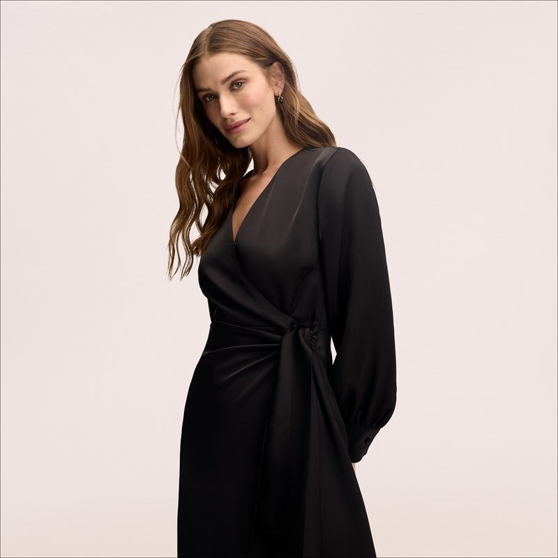 Fluid Wrap Midi Dress
