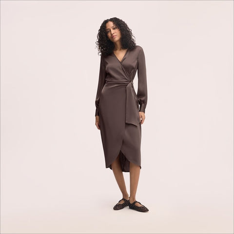Fluid Wrap Midi Dress