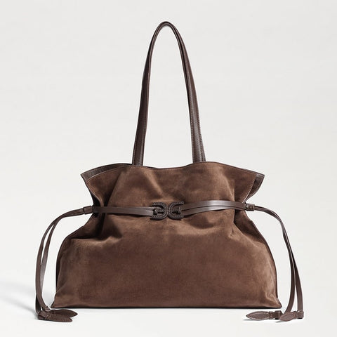Poppy Large Drawstring Tote Suede