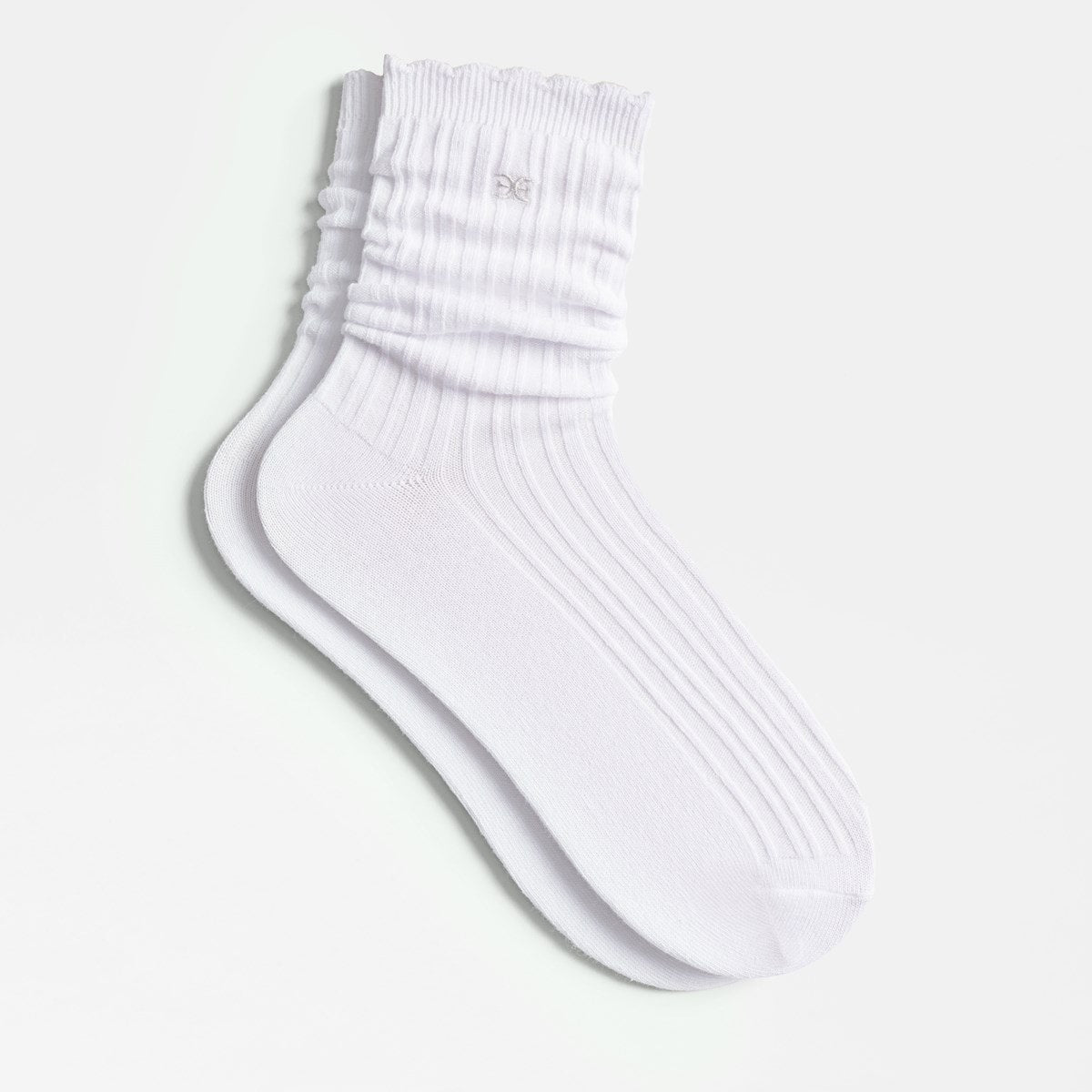 1 Pack Rib Cotton Slouchy Ankle with Scallop Cuff Socks