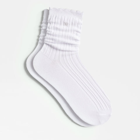 1 Pack Rib Cotton Slouchy Ankle with Scallop Cuff Socks