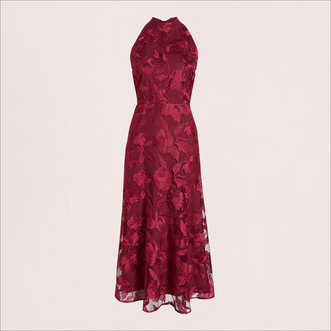 Leaf Embroidered Midi Dress