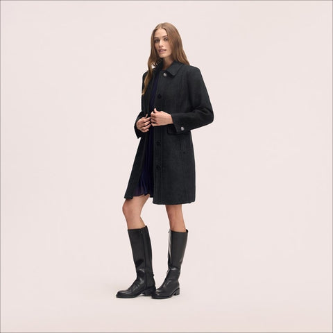 Inset Waist Boucle Coat