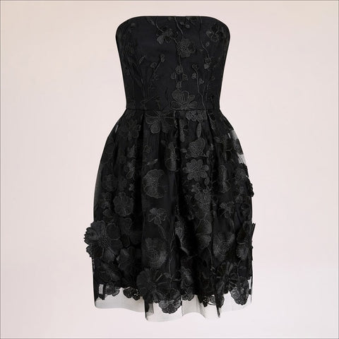 Embroidered Strapless Mini Dress