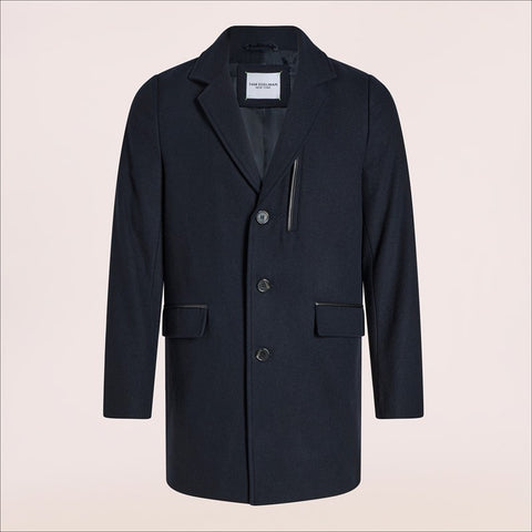Single Breasted Wool Pu Trim Coat