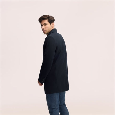 Single Breasted Wool Pu Trim Coat