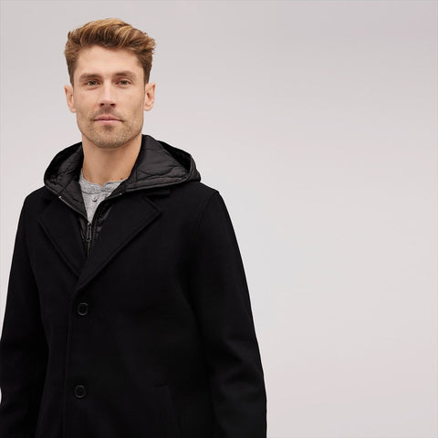 Single Breasted Wool Quilted Bib Coat