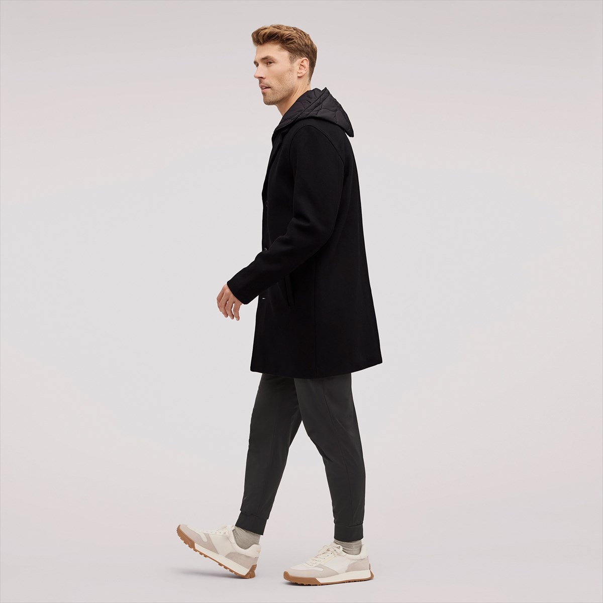 Single Breasted Wool Quilted Bib Coat