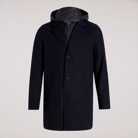 Single Breasted Wool Quilted Bib Coat