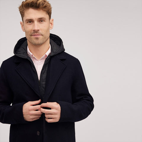 Single Breasted Wool Quilted Bib Coat