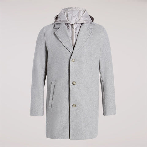 Single Breasted Wool Quilted Bib Coat