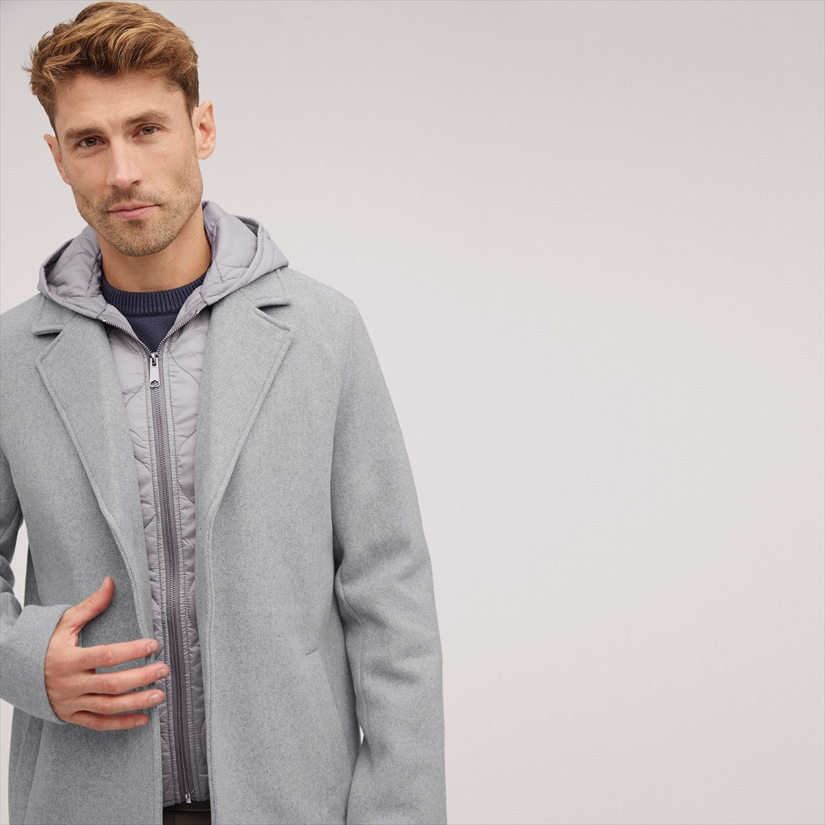 Single Breasted Wool Quilted Bib Coat