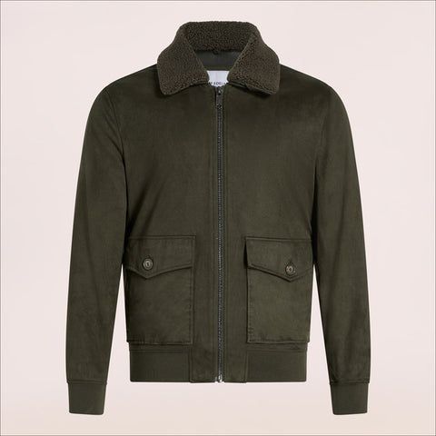 Sherpa Collar Suede Bomber