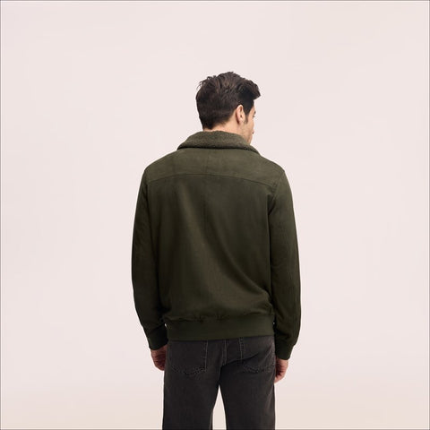 Sherpa Collar Suede Bomber