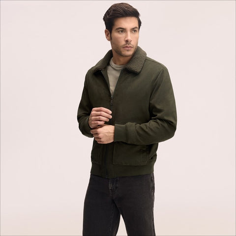 Sherpa Collar Suede Bomber