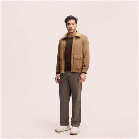 Sherpa Collar Suede Bomber