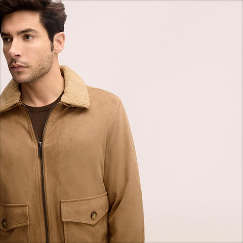 Sherpa Collar Suede Bomber