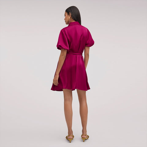 Fluid Satin Puff Sleeve Mini Dress