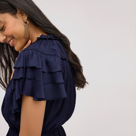 Ruffled A-line Mini Dress