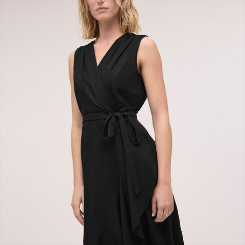Sleeveless Faux Wrap Maxi Dress
