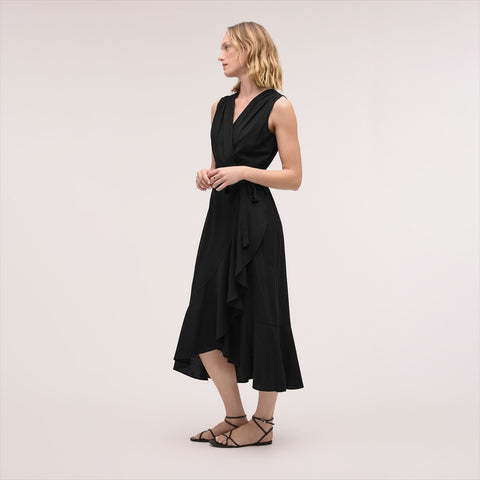 Sleeveless Faux Wrap Maxi Dress
