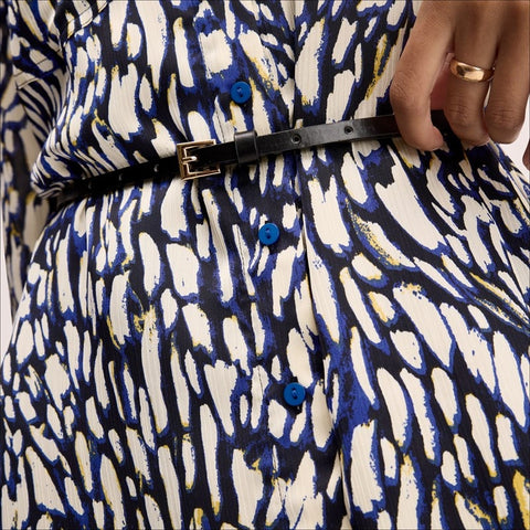 Print Shirt Midi Dress