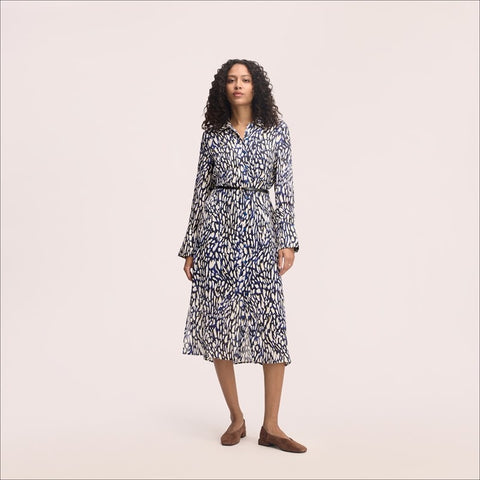 Print Shirt Midi Dress