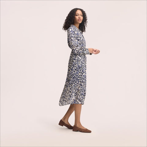 Print Shirt Midi Dress