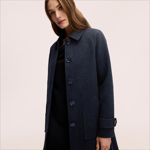Plaid Slim Balmacaan Coat