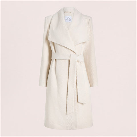 Chevron Pattern Drape Collar Wrap Trench