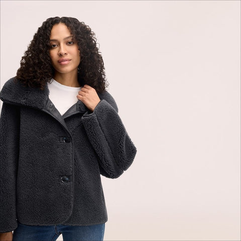 Button Front Shearling Coat