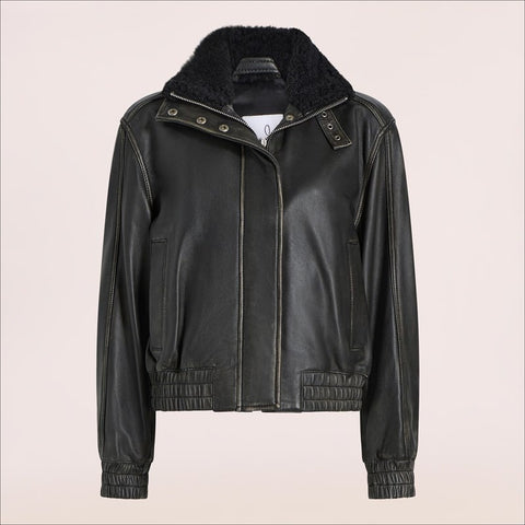 Stand Collar Leather Jacket