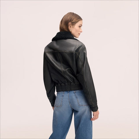 Stand Collar Leather Jacket