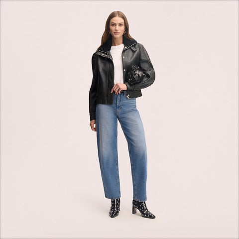 Stand Collar Leather Jacket