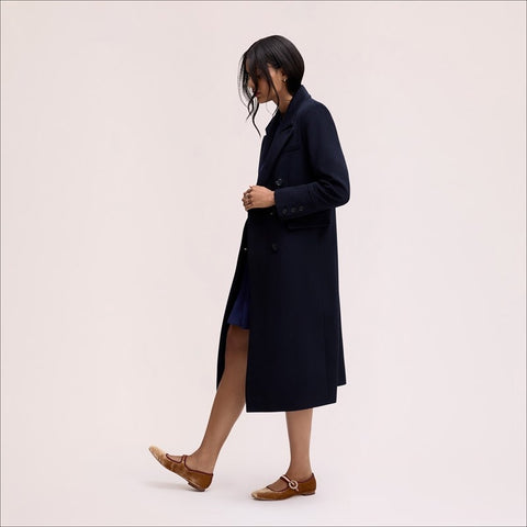 Double Breasted Twill Wool Coat