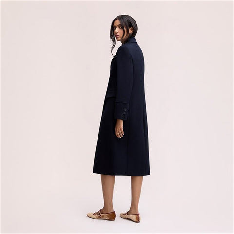 Double Breasted Twill Wool Coat